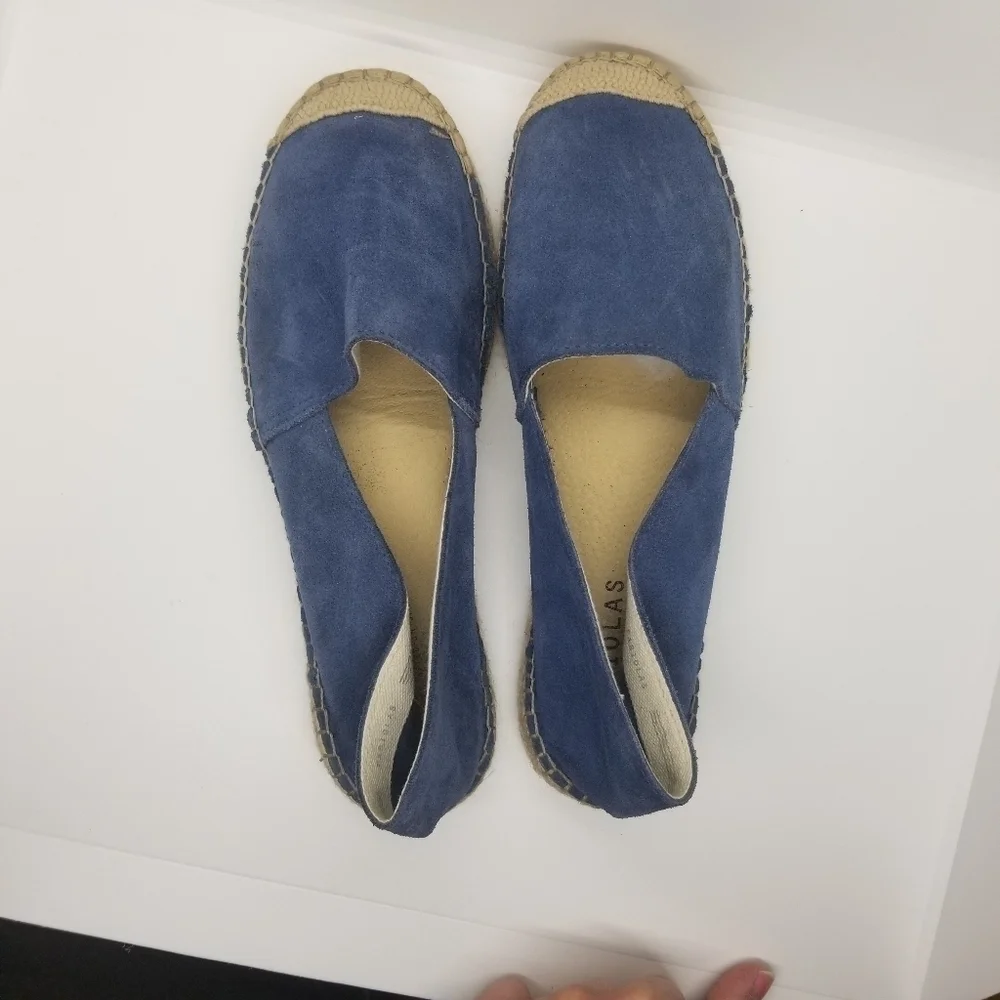 Fabiolas blue suede espadrille flat loafers EU 38